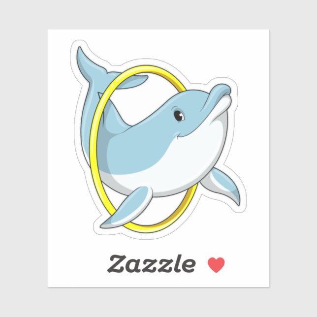 Dolphin with Ring Sticker (Sheet)