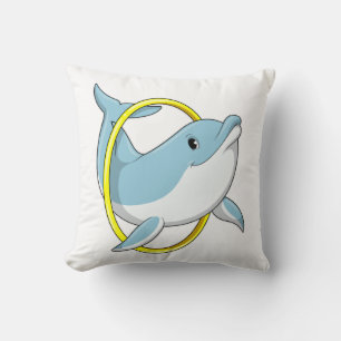 Dolphin with Ring Throw Pillow