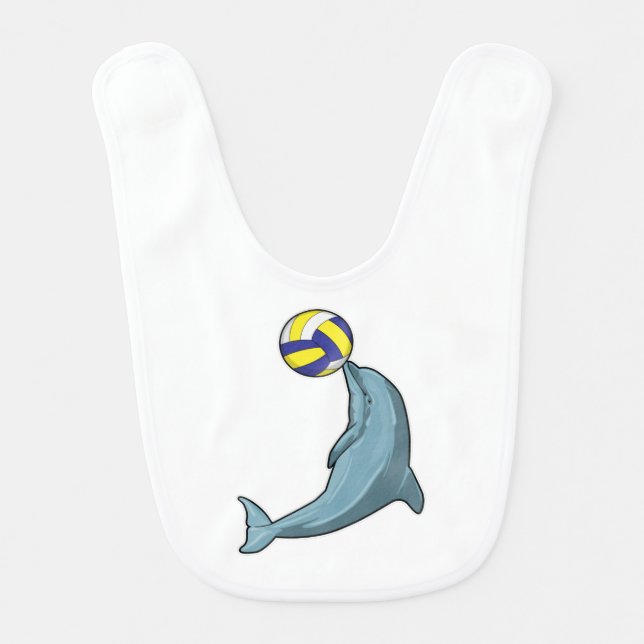 Dolphin with Volleyball Baby Bib (Front)