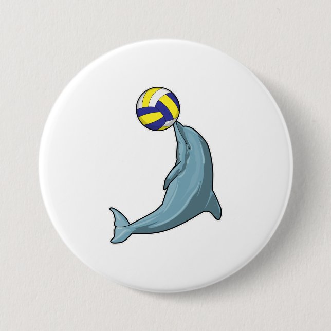 Dolphin with Volleyball Button (Front)