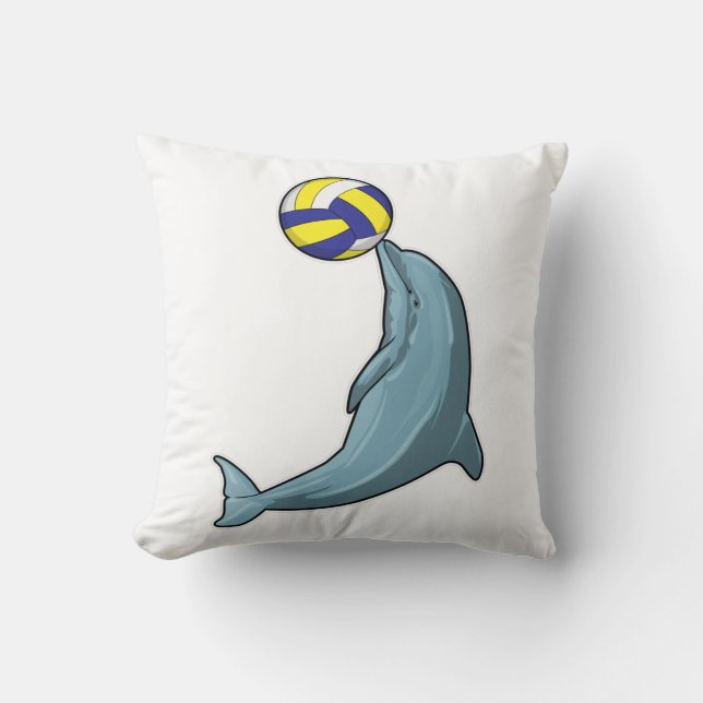 Dolphin with Volleyball Throw Pillow (Front)
