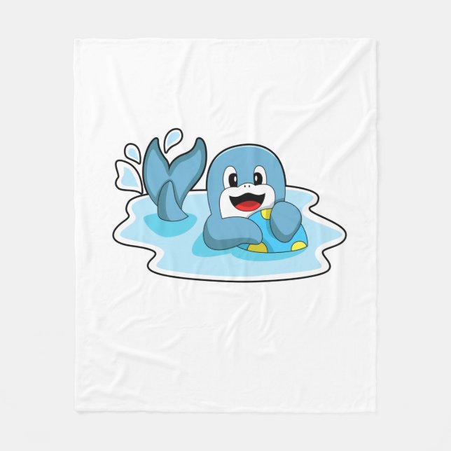Dolphin with Water polo Fleece Blanket (Front)