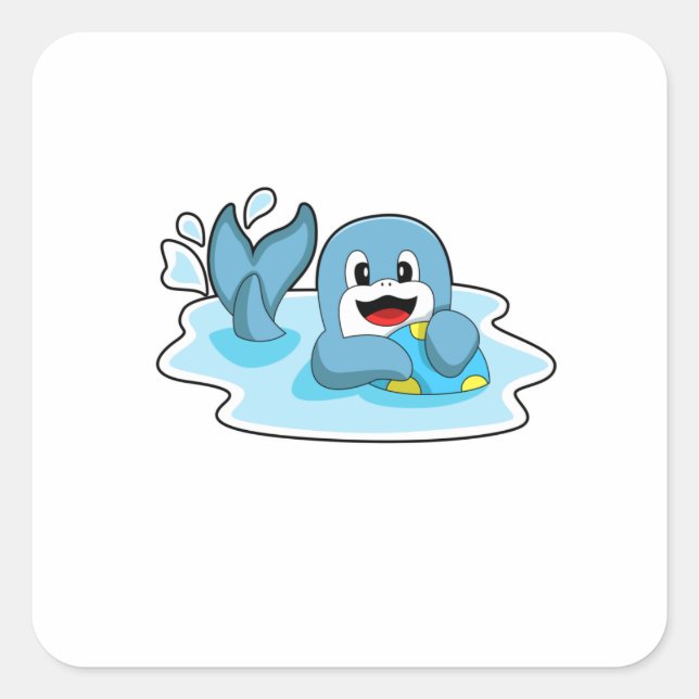 Dolphin with Water polo Square Sticker (Front)