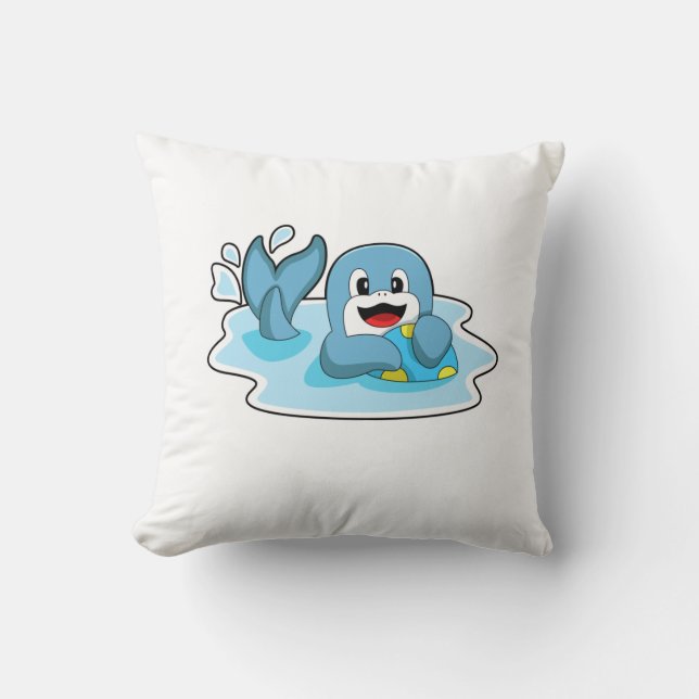 Dolphin with Water polo Throw Pillow (Front)