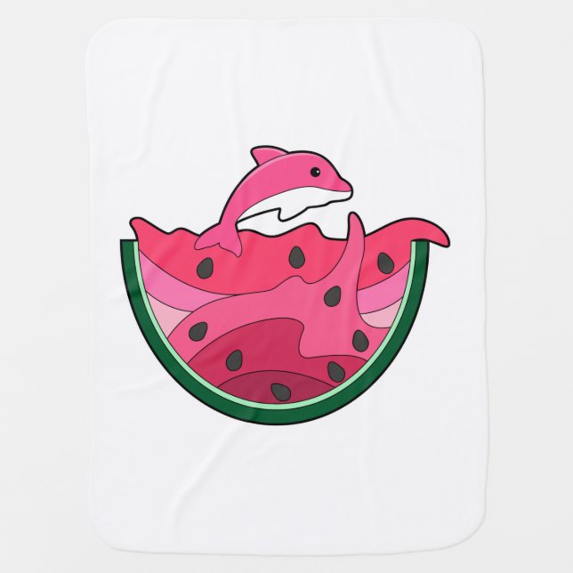 Dolphin with Watermelon Baby Blanket (Front)