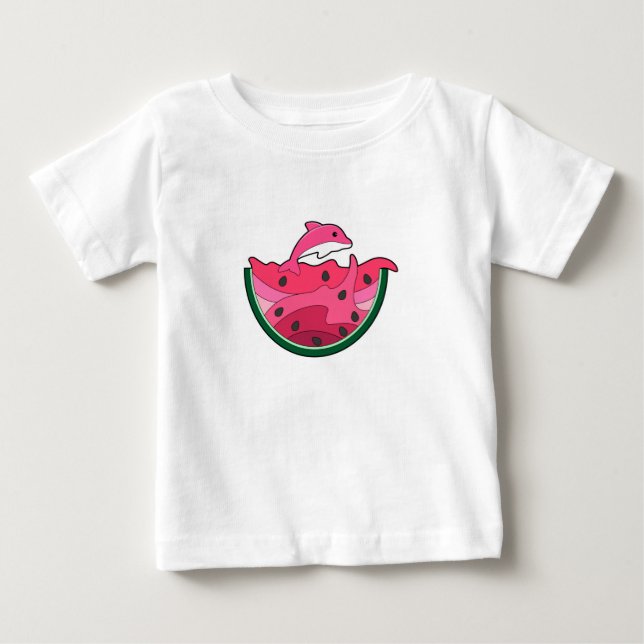 Dolphin with Watermelon Baby T-Shirt (Front)
