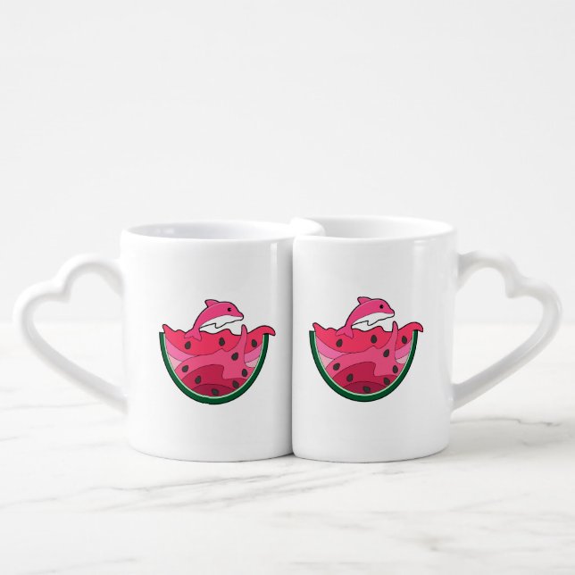 Dolphin with Watermelon Coffee Mug Set (Front Nesting)