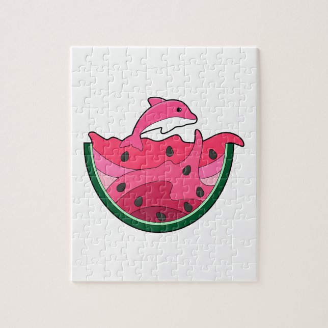 Dolphin with Watermelon Jigsaw Puzzle (Vertical)