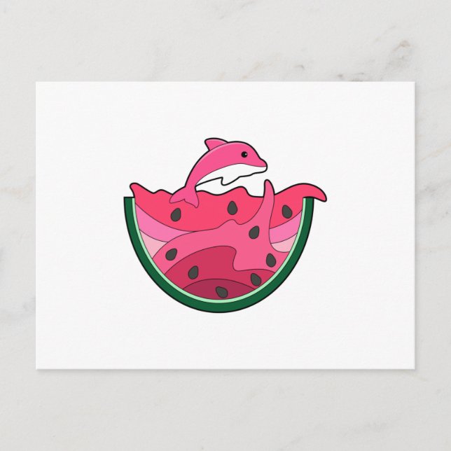 Dolphin with Watermelon Postcard (Front)