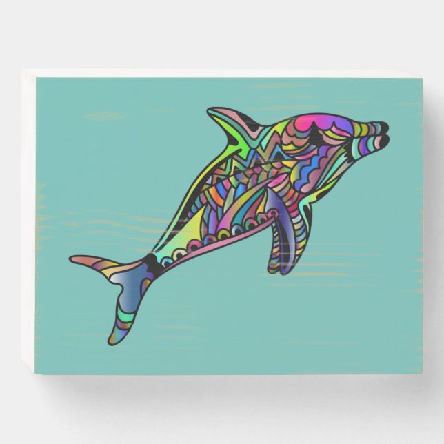 Dolphin Wood Box Sign (Front Horizontal)