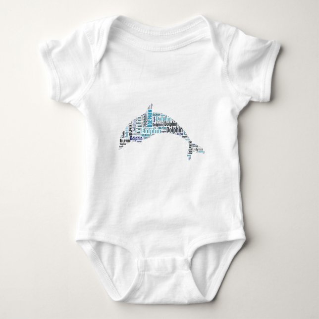 Dolphin Word Art Baby Bodysuit (Front)