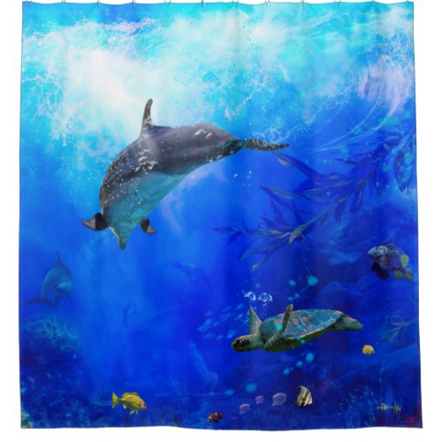 Dolphin World WIND ON THE WATER Shower Curtain