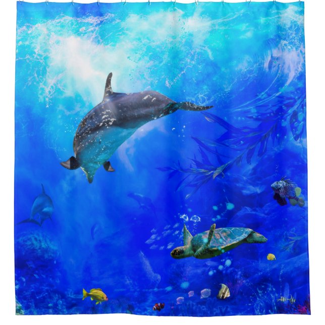 Dolphin World WIND ON THE WATER Shower Curtain (Front)