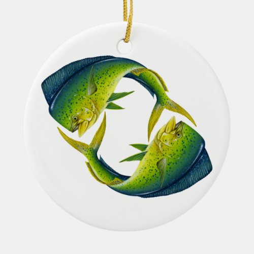 Dolphinfish Duo Ceramic Ornament