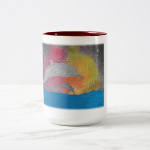 Dolphins Against a Galaxy Sky Two-Tone Coffee Mug