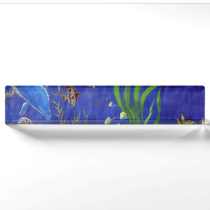 Dolphins and fish desk name plate