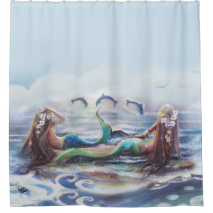 Dolphins and Mermaids Shower Curtain