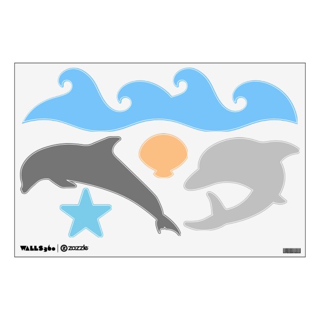 Dolphins and Ocean Shapes Wall Decals (Front)
