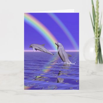 Dolphins And Rainbow Card by Peerdrops at Zazzle