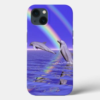 Dolphins And Rainbow Iphone 13 Case by Peerdrops at Zazzle