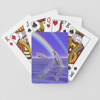Dolphins And Rainbow Playing Cards by Peerdrops at Zazzle