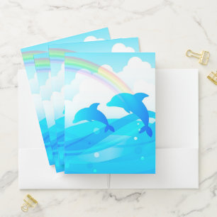 Dolphins and Rainbow Pocket Folder