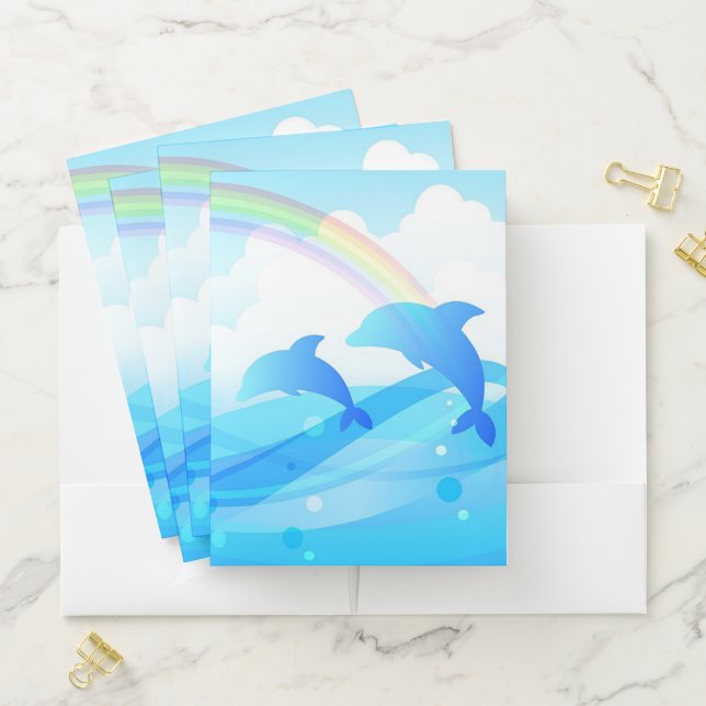 Dolphins and Rainbow Pocket Folder (In Situ)