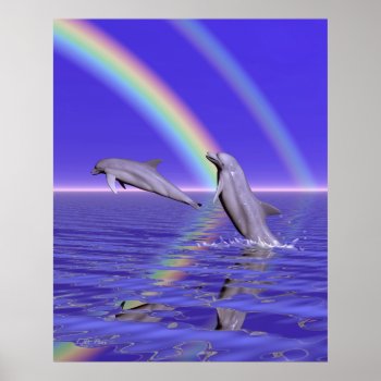 Dolphins And Rainbow Poster by Peerdrops at Zazzle