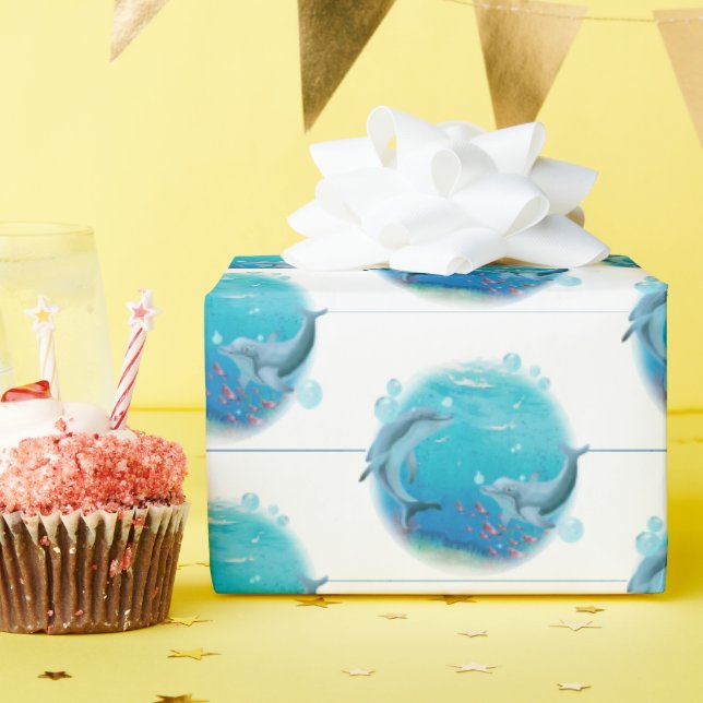 Dolphins and Sea Life Wrapping Paper (Birthday Party)