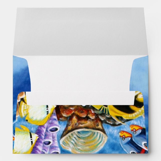 Dolphins and Tropical Fish Art Envelope (Back (Bottom))