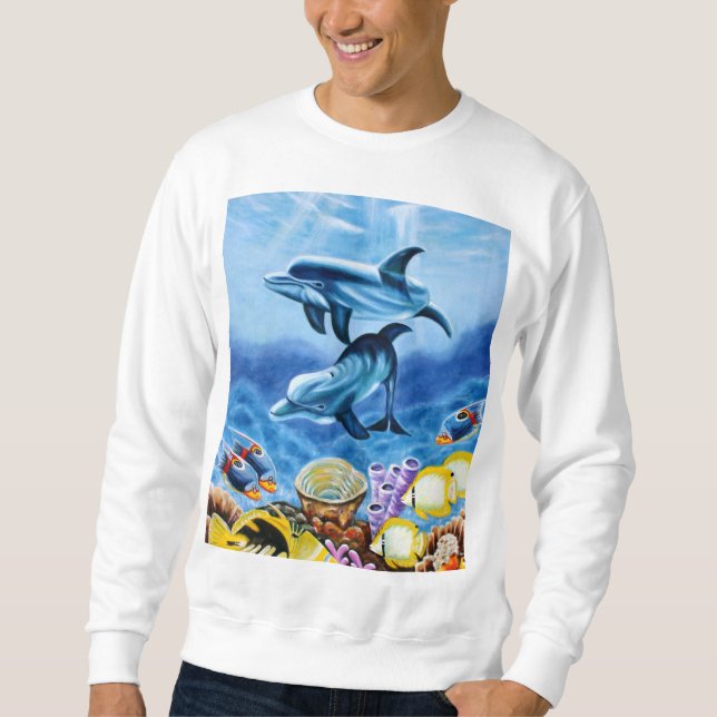 Dolphins and Tropical Fish Art Sweatshirt (Front)