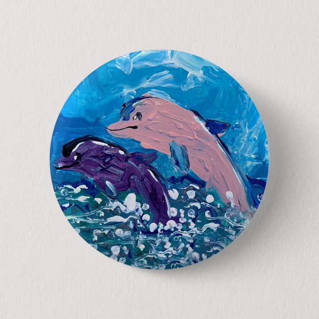 Dolphins "Art by Kids" Button (Front)
