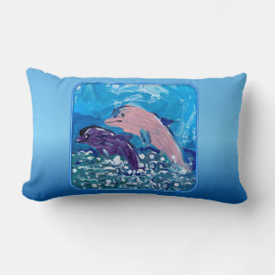 Dolphins "Art by Kids" Lumbar Pillow