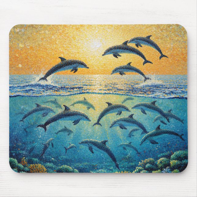 Dolphins At Sunset l Mouse Pad (Front)