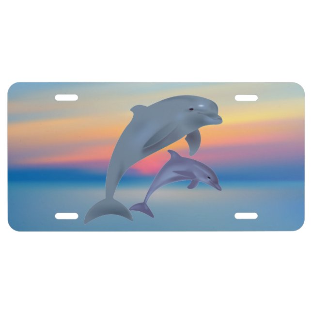 Dolphins at Sunset License Plate (Front)