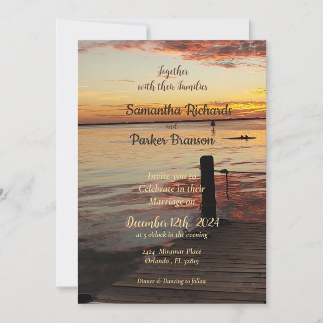 Dolphins at Sunset Wedding Invitation (Front)