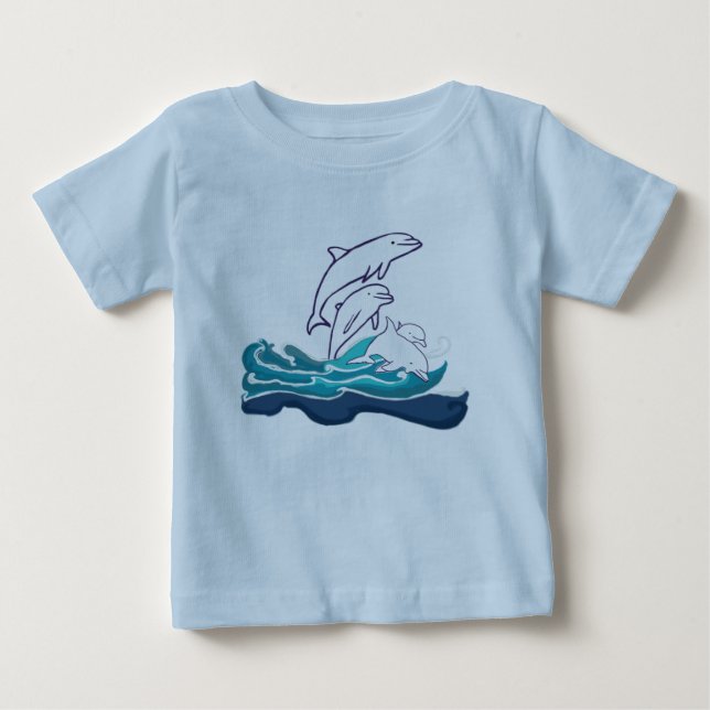 Dolphins Baby Fine Jersey T-Shirt, White Baby T-Shirt (Front)