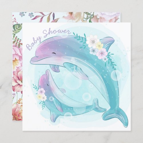 Dolphins Baby Shower Invitation