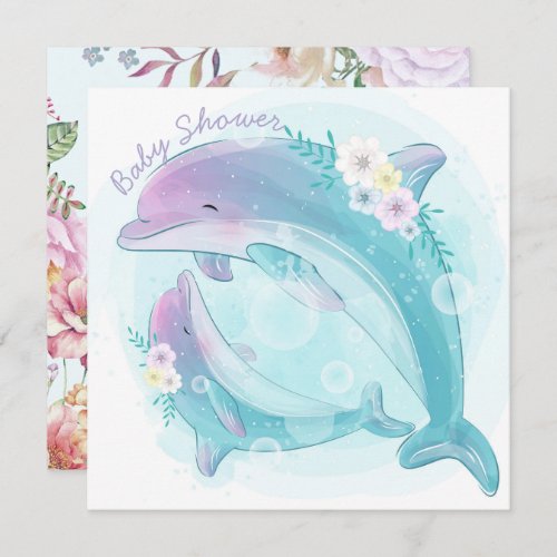 Dolphins Baby Shower Invitation