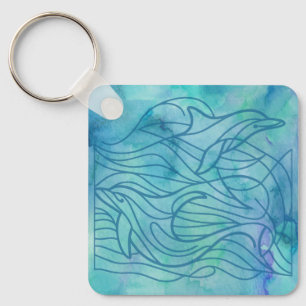 Dolphins - Blue Keychain