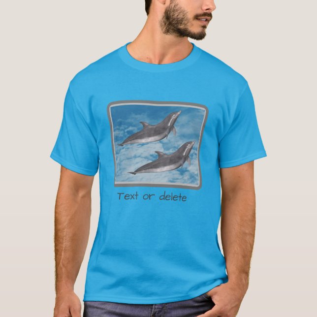 Dolphins Blue Sky White Clouds Nature Fantasy  T-Shirt (Front)