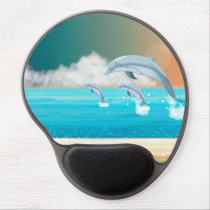 dolphins breaching in the ocean gel mouse pad