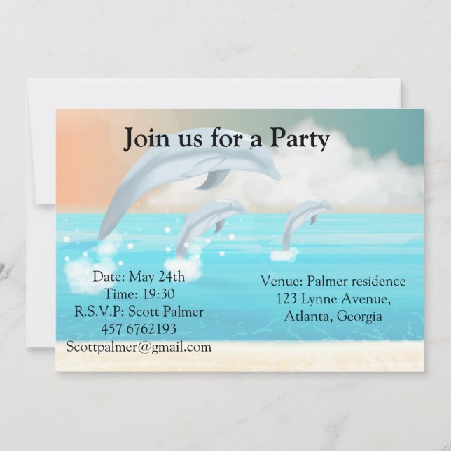 dolphins breaching in the ocean       invitation (Front)