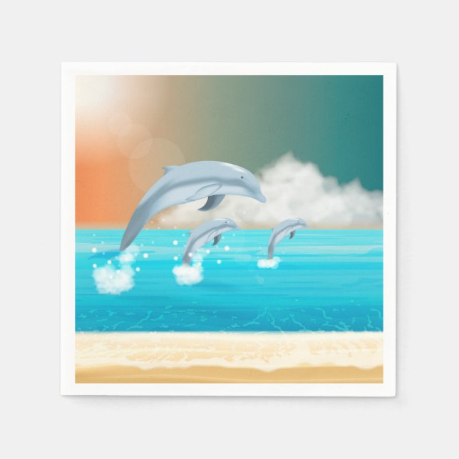dolphins breaching in the ocean    napkins (Front)