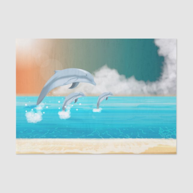 dolphins breaching in the ocean        tissue paper (Front)