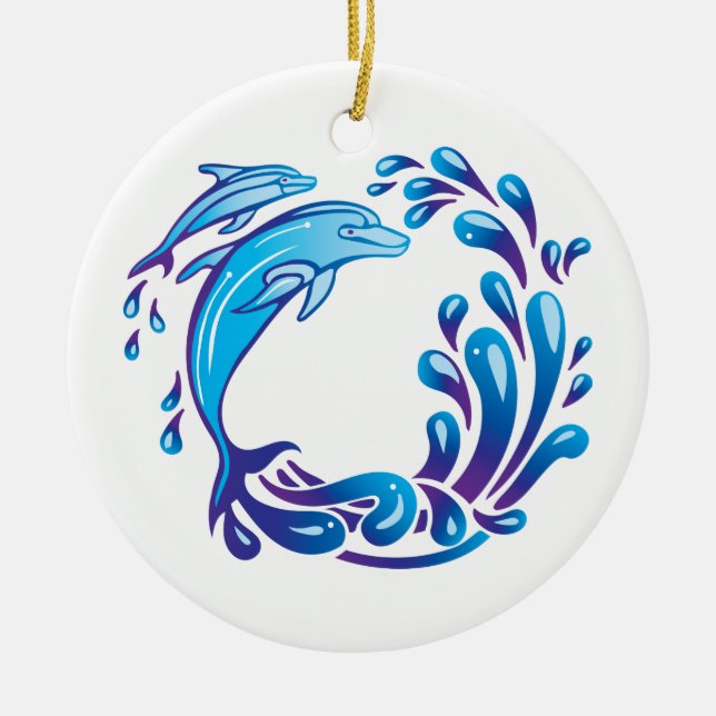 Dolphins Ceramic Ornament (Front)