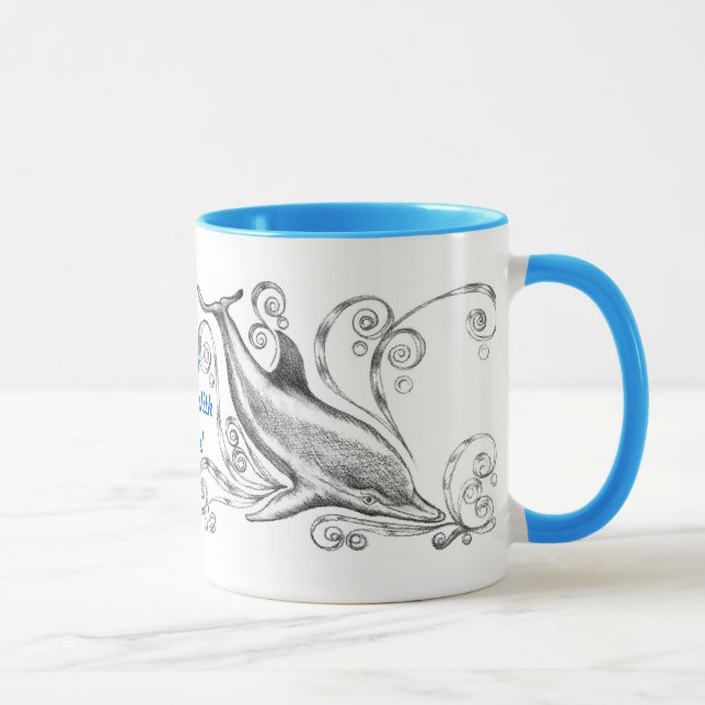 `Dolphins Charcoal II' Ringer Mug (Right)