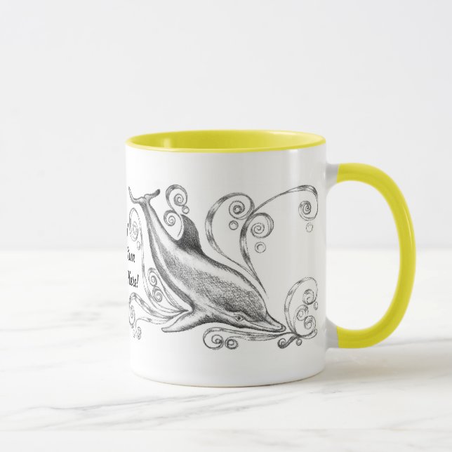 `Dolphins Charcoal II' Ringer Mug (Right)
