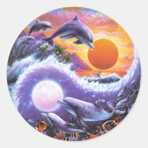 Dolphins Classic Round Sticker