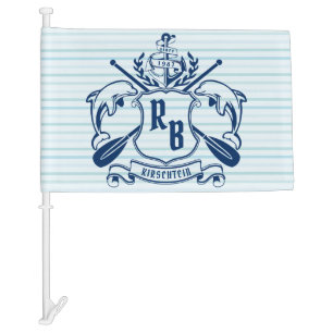 Dolphins Coastal Emblem Anchor Oar Shield Nautical Car Flag
